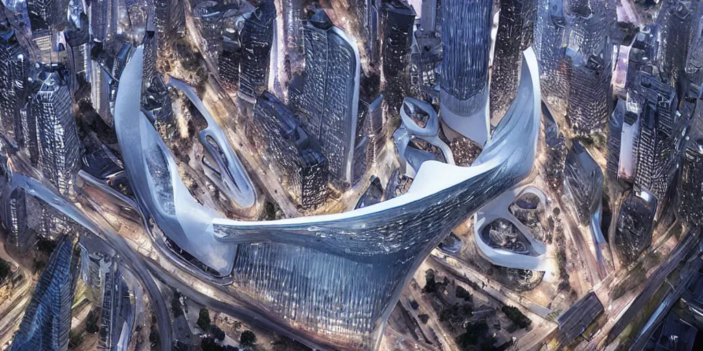 Image similar to a city designed by Zaha Hadid