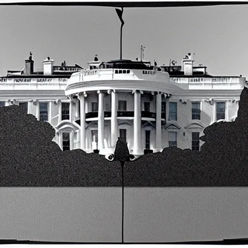 Image similar to Giant Grotesque Blob Monster Eating the White House, historical photo , Photorealistic