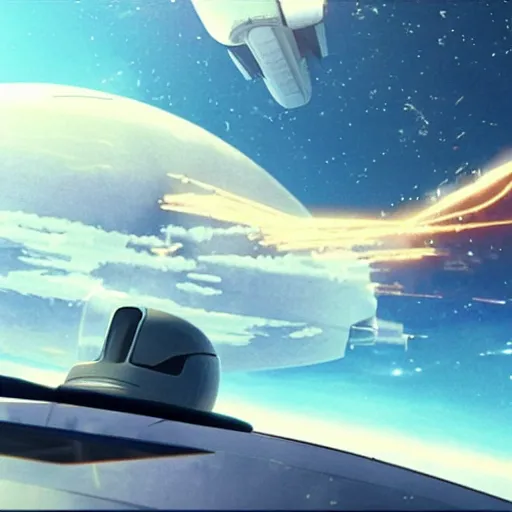 Prompt: screenshot from the movie Elon musk and his starship by Makoto Shinkai