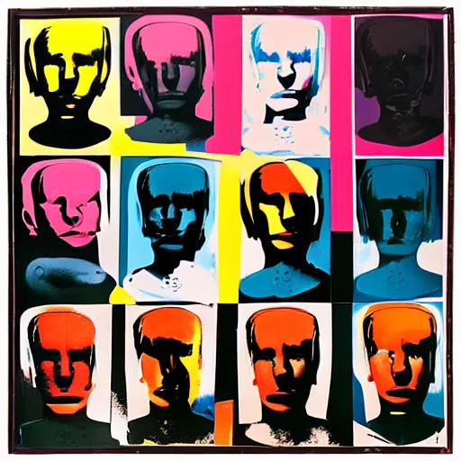 Prompt: cyborgs by andy warhol