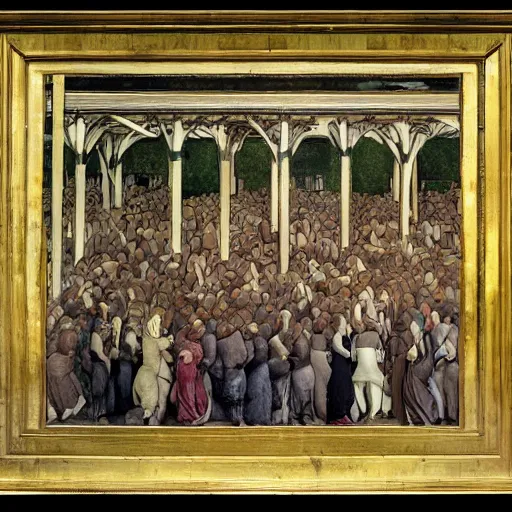 Image similar to a photo of where's wally, by edward burne jones