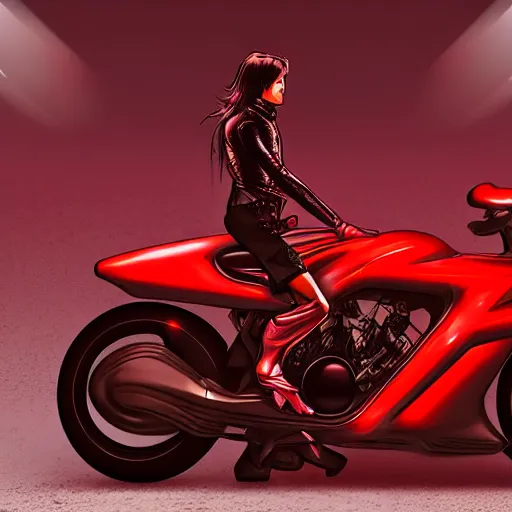 Prompt: a futuristic motorbike, red, high detail, cinematic light, anime