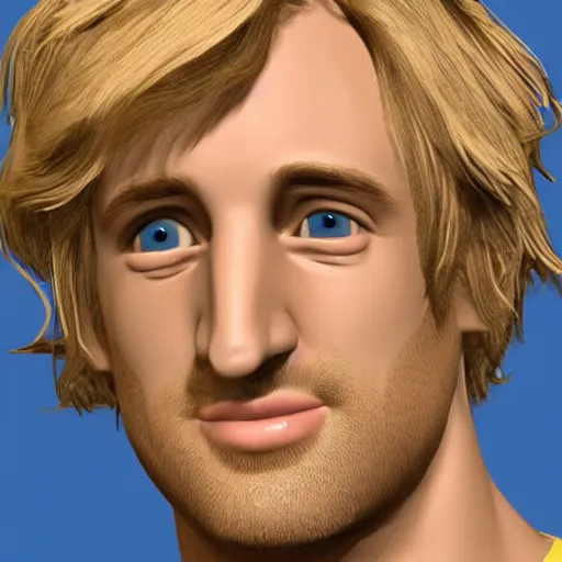 Prompt: a texture map for a character model of owen wilson