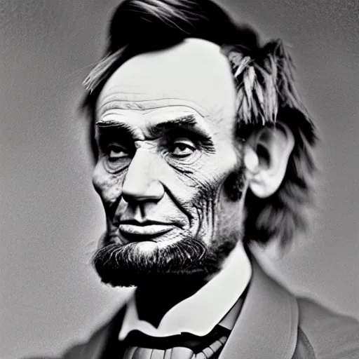 Prompt: abraham lincoln as electronic music producer, afro hairstyle