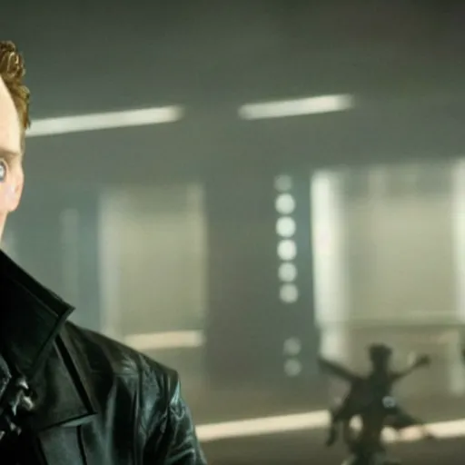 Prompt: film still of Tom Hiddleston as Nick Fury in Avengers