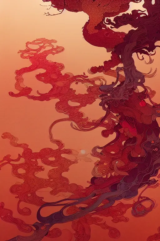 Prompt: a beautiful hyperdetailed character design 4 k wallpaper illustration of a huge reddish phoenix by victo ngai and mucha, denoise, deblurring, artgerm, xision, james jean, ross tran, chinese style