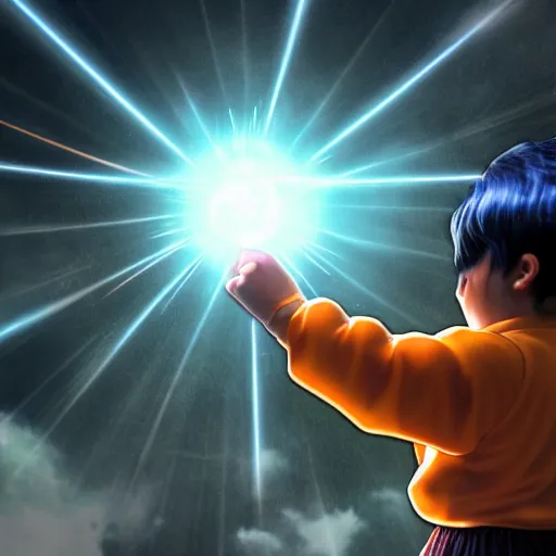 Prompt: a dwarf shooting a kamehameha blast, 4 k, hyper realistic, dslr, high resolution, landscape, beautiful