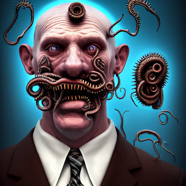 Image similar to portrait of a business man, polycount, surrealism, surrealist, lovecraftian, cosmic horror, high detail