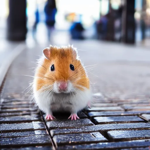 Image similar to detailed photo of a hamster waiting for the train, various poses, full body, unedited, daylight, dof 8 k