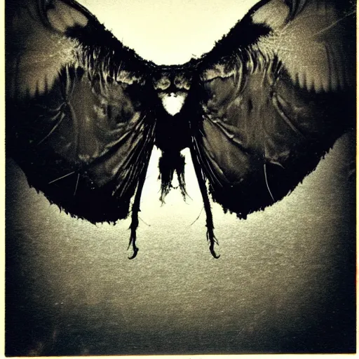 Image similar to real photo of Mothman taken on Polaroid