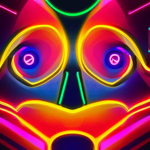 Image similar to the most original and beautiful profile picture on discord, symetrical, 4 k, beautiful gorgeous digital art, trending on artstation, dark, neon lights, colorful, joyful