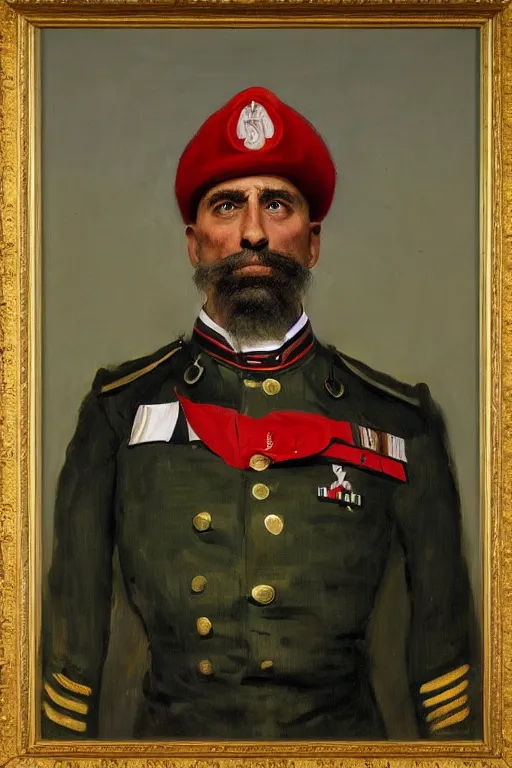 Image similar to full body portrait of the dictator of the seattle supersonics, 1 8 8 9, in full military garb, oil on canvas by william sidney mount, trending on artstation