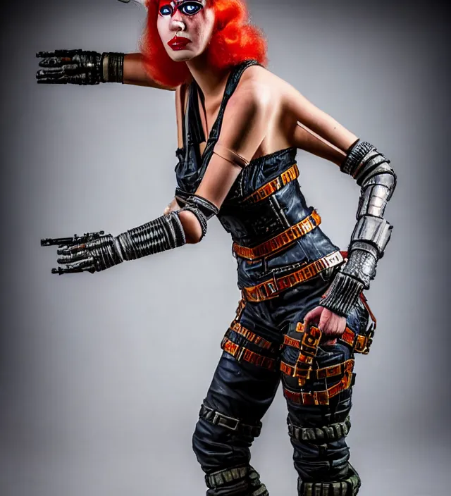 Image similar to full length photograph of a real - life very beautiful atompunk warrior. extremely detailed. dslr. 8 5 mm.