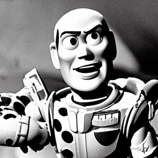Prompt: film still of Toy Story, 1855