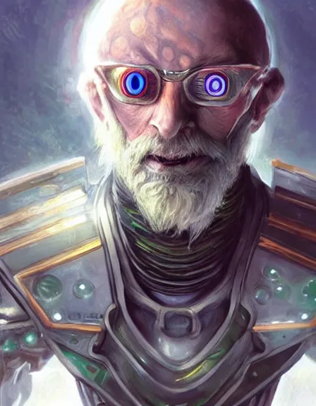 Prompt: A cyborg Heimerdinger from League of Legends as the ultimate tyrant emperor of the universe. Realistic sci-fi concept. Trending on ArtStation. A vibrant digital oil painting. A highly detailed fantasy character illustration by Wayne Reynolds and Charles Monet and Gustave Dore and Carl Critchlow and Bram Sels