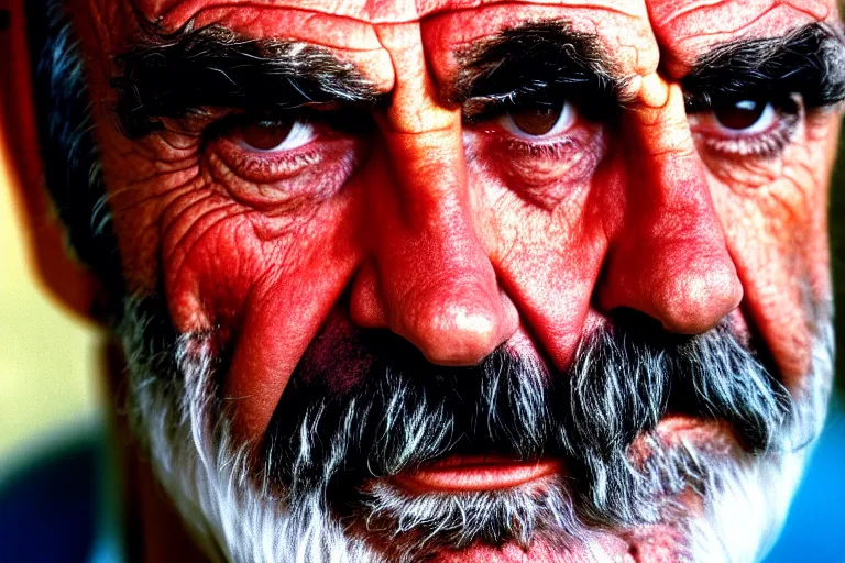 Prompt: Closeup Portrait of Sean Connery, half face, by Steve McCurry, supersharp, crisp, 8K, award winning portrait