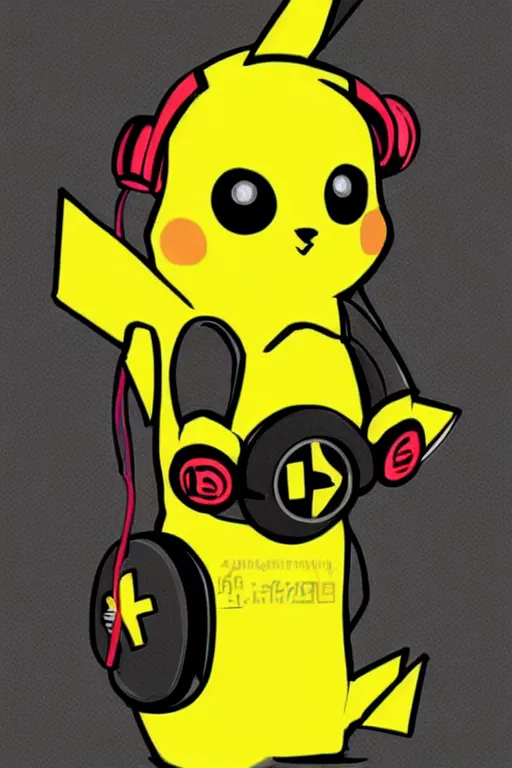 Image similar to Cyberpunk Pikachu wearing headphones