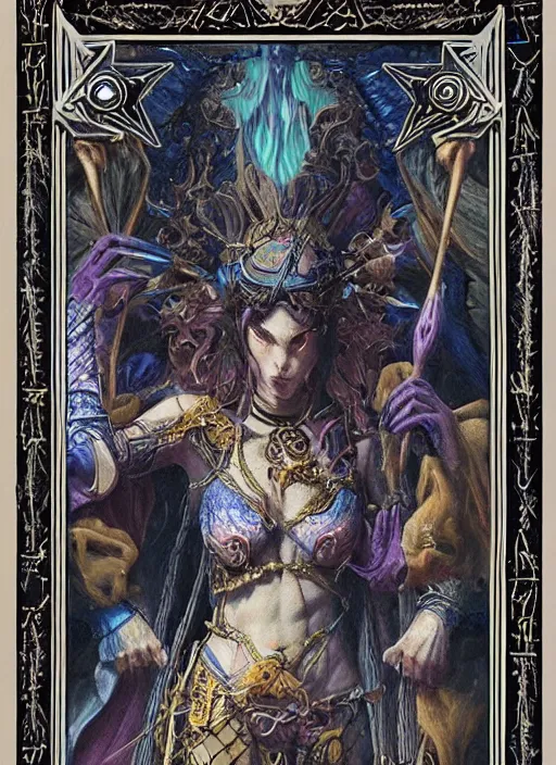 Image similar to tarot card frame _ by _ filipe _ pagliuso _ and _ justin _ gerard _ symmetric _ fantasy _ highly _ detailed _ realistic _ intricate _ port