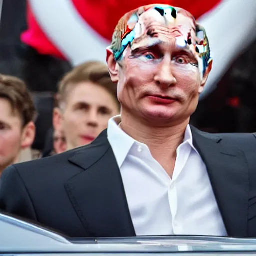 Image similar to vladimir putin is starring in grease hollywood film, realistic, 8 k,