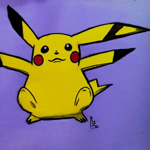 Prompt: a child's drawing of pikachu