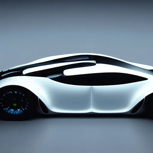 Image similar to futuristic Porsche designed by Apple studio small orange accents lighting octane render