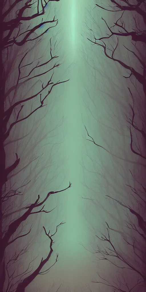Prompt: a minimalist picture of a magical forest, by petros afshar