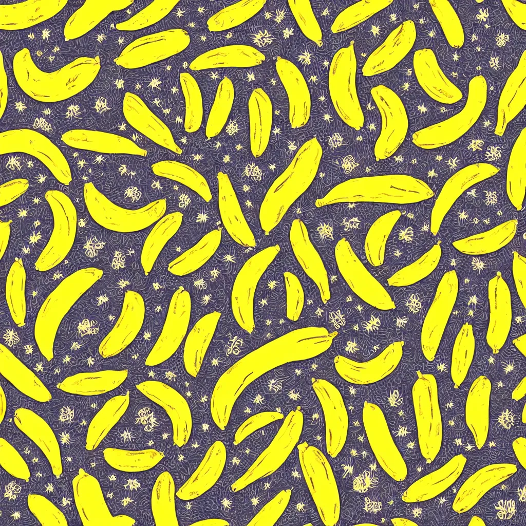 Image similar to seamless cute banana drawings texture art, 4k