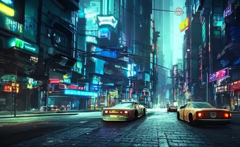 Image similar to photorealistic Cyberpunk city street with flying cars on the roads dark, wet, night light fixtures. 8K. detailed. photorealism. artstation. 25mm f/1.7 ASPH Lens. ultra realistic