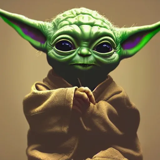 Prompt: small cute baby yoda, hyper detailed painting, dramatic lighting, cinematic,