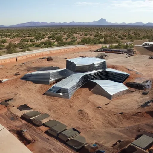 Prompt: world's largest gaming chair under construction in arizona