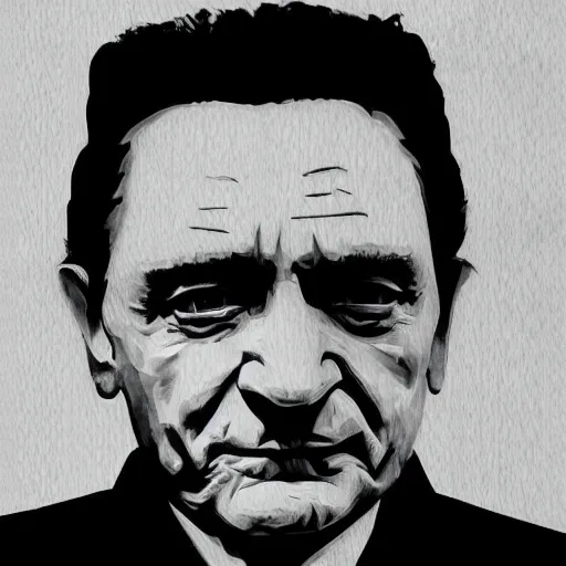 Image similar to johnny cash face in the night sky, ominous, spooky, cinematic, hyperrealistic