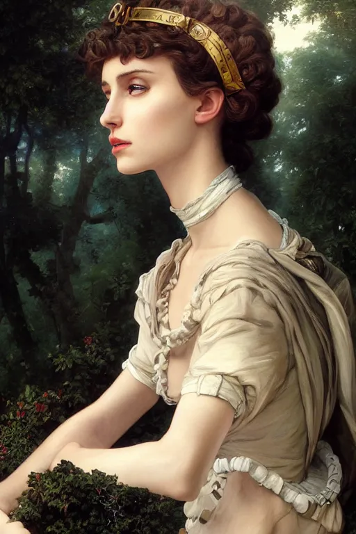 Image similar to Nathalie Portman in a fantasy comic book style portrait painting of Ayanami Rei, François Boucher, Oil Painting, Mystical Valkyrie, unreal 5, DAZ, hyperrealistic, octane render, Regal, Refined, Detailed Digital Art, RPG portrait, William-Adolphe Bouguereau, Michael Cheval, Walt Disney (1937), Steampunk, dynamic lighting, Highly Detailed, Cinematic Lighting, Unreal Engine, 8k, HD