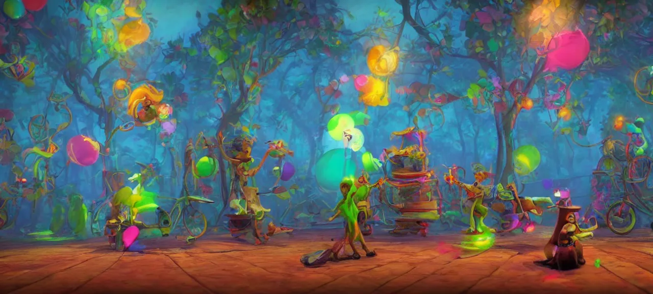 Prompt: a beautiful painting of a psychonauts circus | unreal engine :. 3