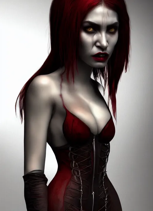 Image similar to full body portrait vampire queen blood highly detailed CGsociety subtle concept art HDR hyper realistic volumetric lighting subsurface scattering unreal