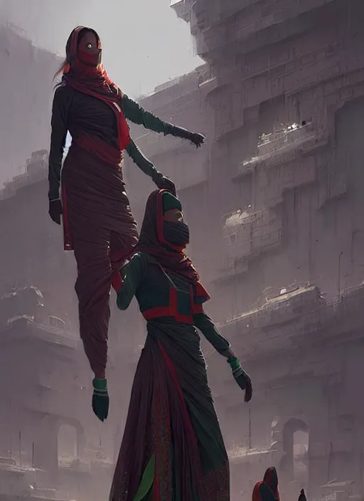 Image similar to epic futuristic pakistan clothes. highly detailed, digital painting, concept art, smooth, sharp focus, illustration, art by greg rutkowski