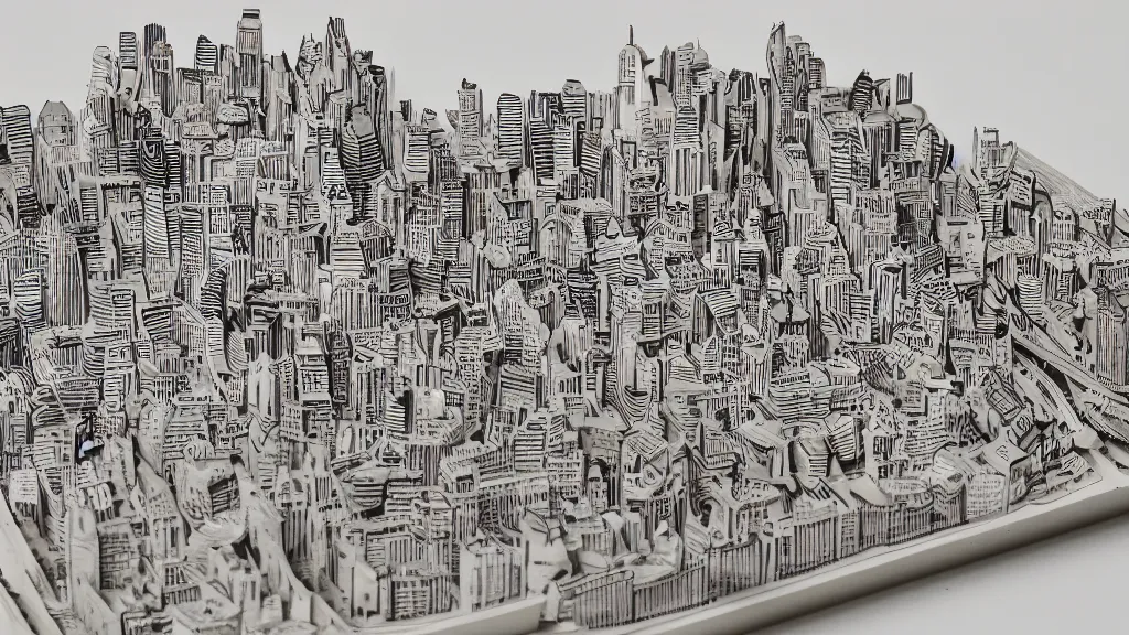 Prompt: a Paper cutout art sample of a city