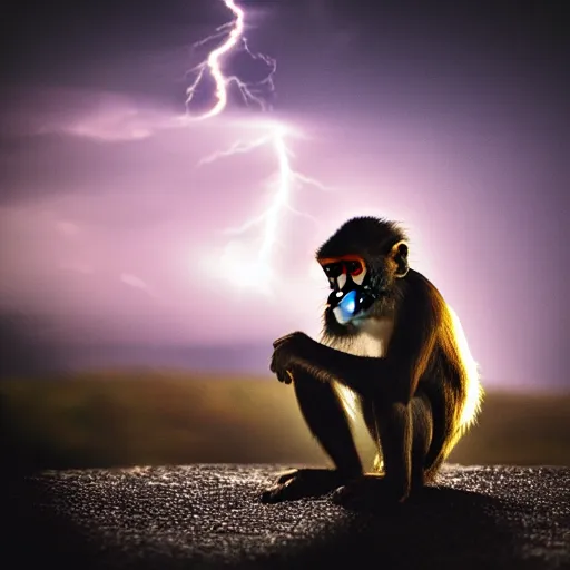 Image similar to high quality photo of a monkey astronaut, 8 k, dramatic lightning, detailed, award winning photo, smooth