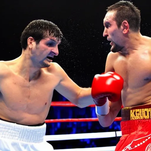 Prompt: kristijan golubovic in the ring versus mirza hatic