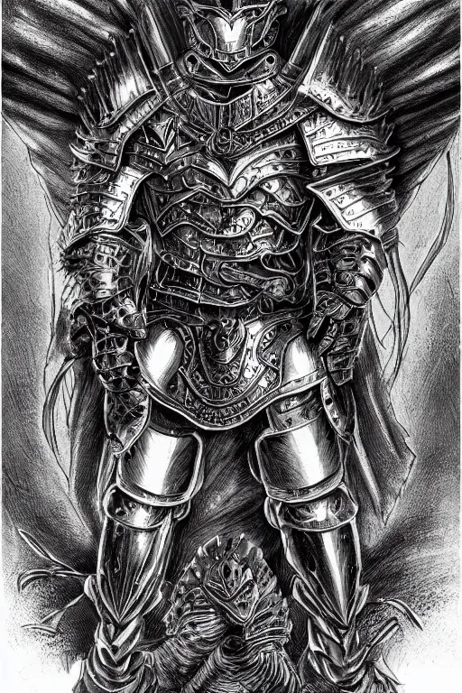 Image similar to armoured warrior, symmetrical, highly detailed, digital art, rose thorn themed armour, sharp focus, trending on art station, kentaro miura manga art style