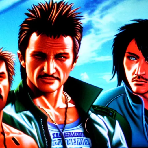 Image similar to portrait of sean penn in double dragon video game splash screen