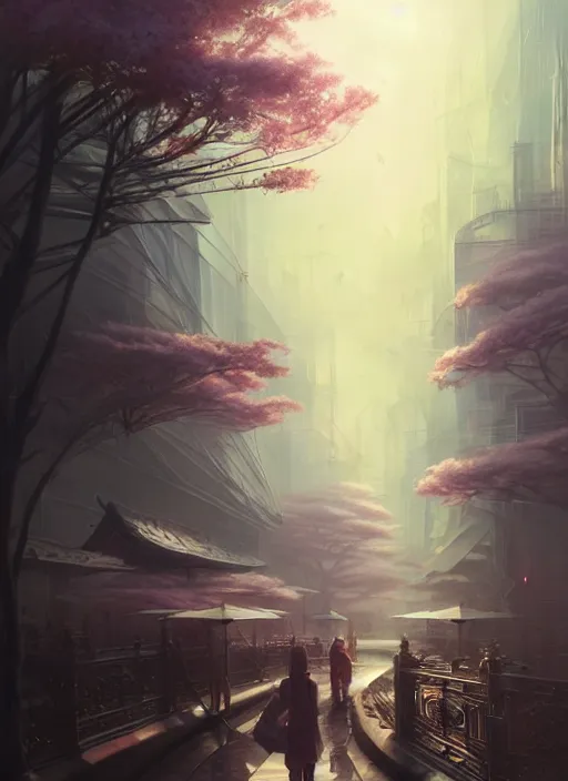 Image similar to spring mornings in the low - poly tokyo, diffuse lighting, fantasy, intricate, surrealism!!!!, highly detailed, lifelike, photorealistic, digital painting, artstation, illustration, concept art, smooth, sharp focus, by greg rutkowski, chris tulloch mccabe, valentina remenar and asher duran,