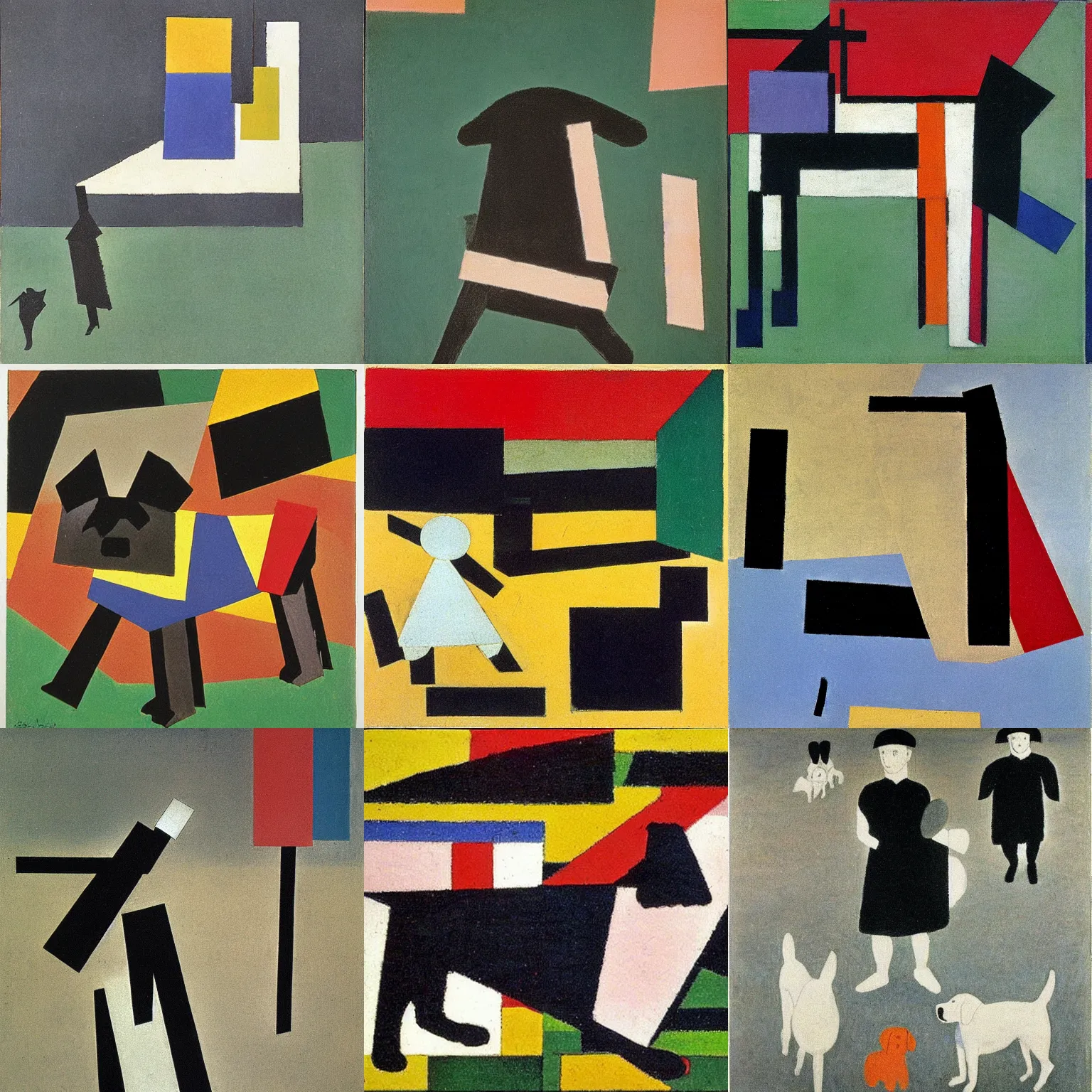 Prompt: a dog in a park, suprematism, kazimir malevich