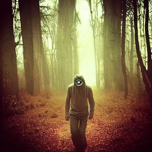 Image similar to “ the boogeyman chasing me through the forest”