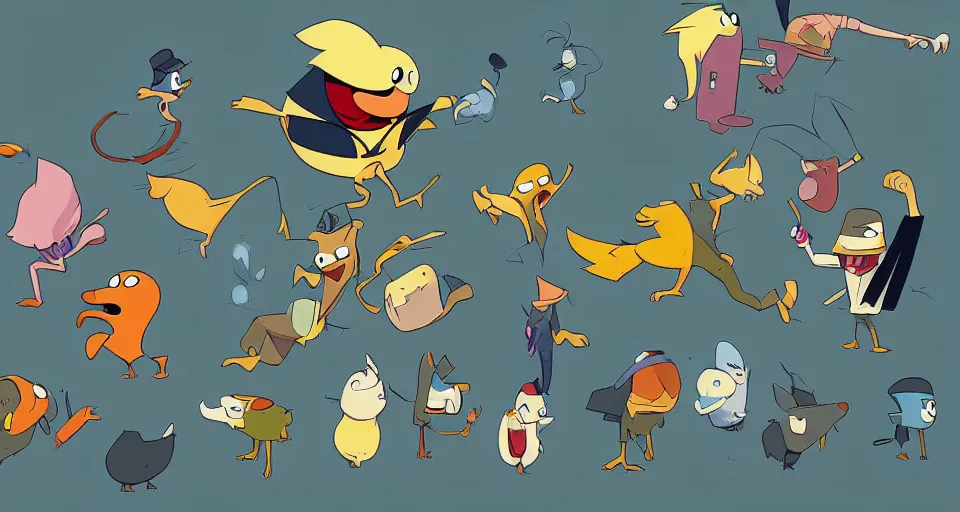 Image similar to cartoon magician ducks, in the style of adventure time, the amazing world of gumball, pixar, toki doki, greg rutkowski and makoto shinkai, trending on artstation