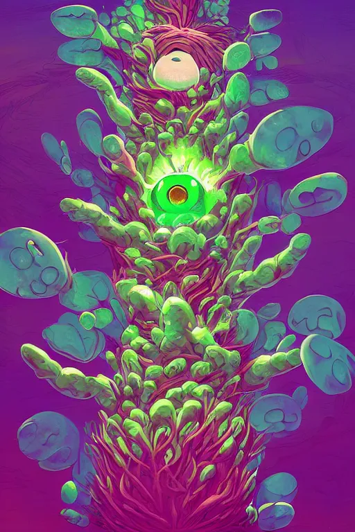 Image similar to roots cactus sushi cristal smurf ghost creature animal sushi cristal very big eye roots cactus elemental flush of force nature micro world fluo fishscale, behance hd by jesper ejsing, by rhads, makoto shinkai and lois van baarle, ilya kuvshinov, rossdraws radiating a glowing aura global illumination ray tracing hdr