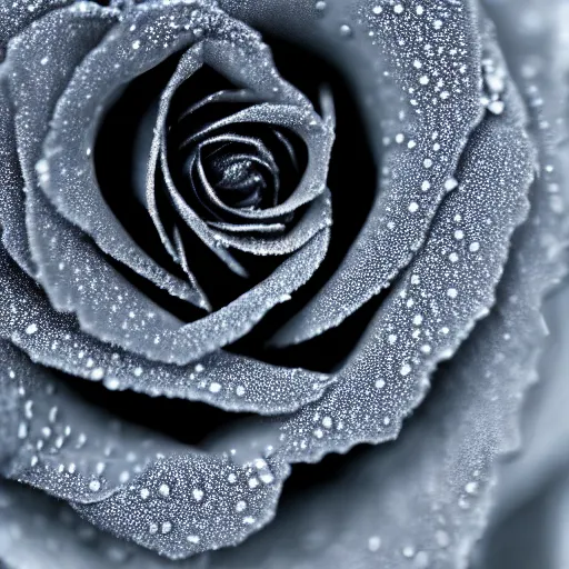 Image similar to A 4k photo of a blue rose, morning dew on the rose, high contrast