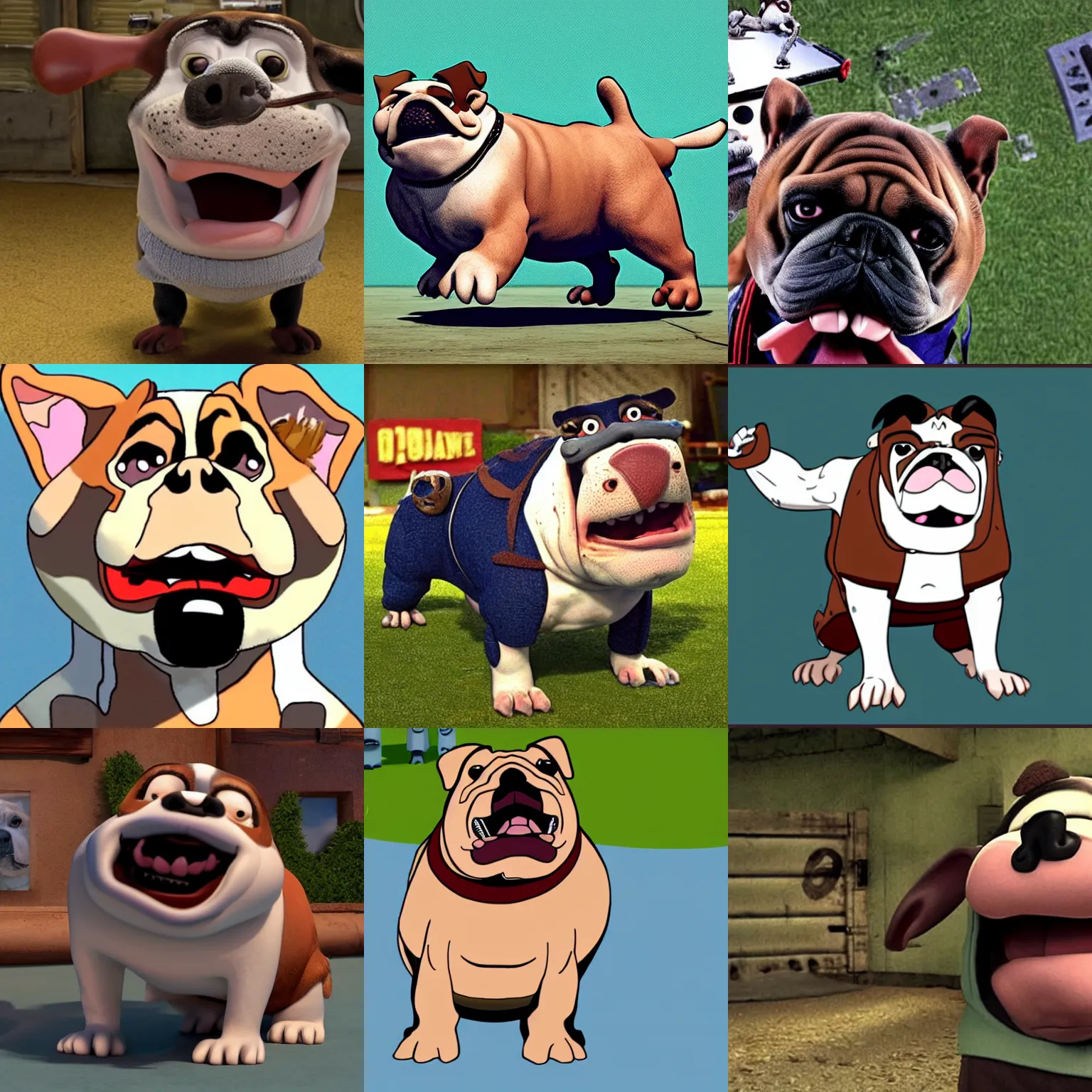 Prompt: a bulldog based on joe rogan as a character in an episode of wallace and grommet.