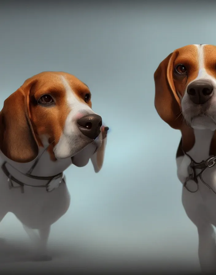 Image similar to a beagle, intricate artwork by artstation. octane render, cinematic, hyper realism, 8k, depth of field.