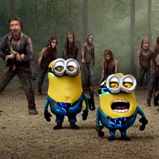 Prompt: The minions in The Walking Dead Very detailed 4K quality Super Realistic