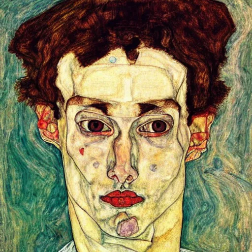 Prompt: a portrait a very ordinary person, by Egon Schiele, expressionism, art nouveau, symbolism, anatomically correct, beautiful perfect face, sharp focus, Highly Detailed